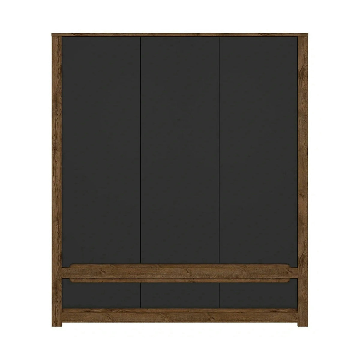 Dulap RUSO, negru mat/stejar, PAL laminat, cu 3 usi si 3 sertare, 179x61x205 cm