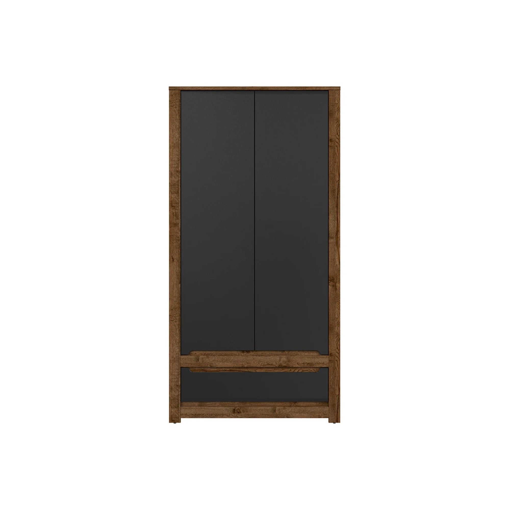 Dulap RUSO, stejar/negru mat, PAL laminat, cu 2 usi si un sertar, 104x61x205 cm