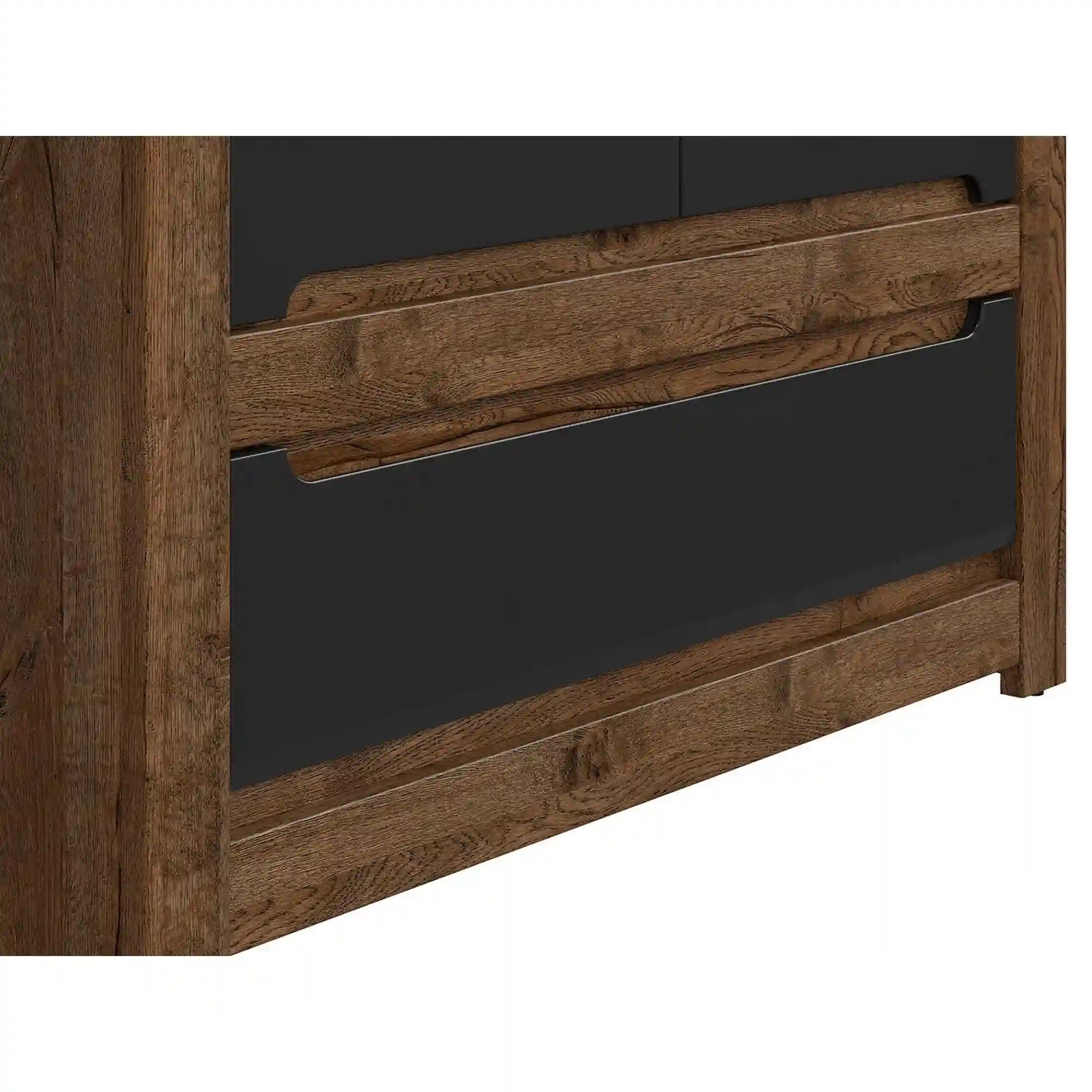 Dulap RUSO, stejar/negru mat, PAL laminat, cu 2 usi si un sertar, 104x61x205 cm