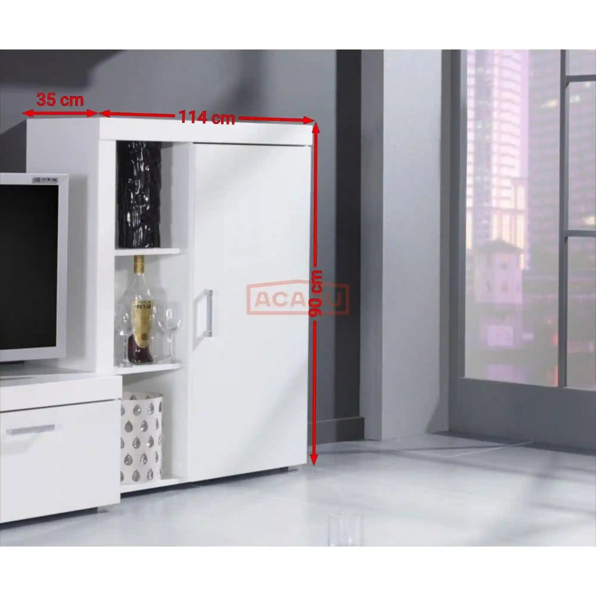 Dulap SAMBA REG-3, alb/negru, PAL laminat, cu o usa, 90x35x114 cm