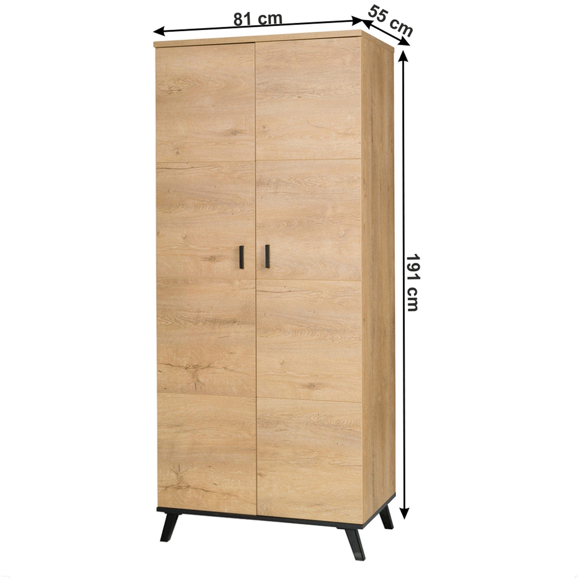 Dulap SIRAN TYPE 1, stejar lefkas, DTD laminat, cu 2 usi, 81x55x191 cm