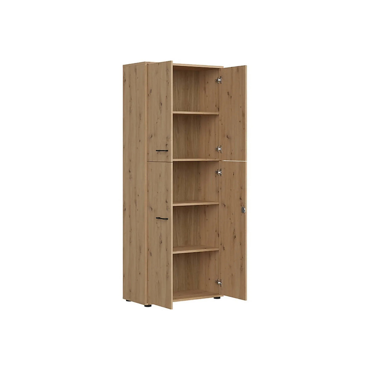 Dulap SPACE OFFICE, stejar artisan, PAL laminat, cu 4 usi, 80x37x203 cm