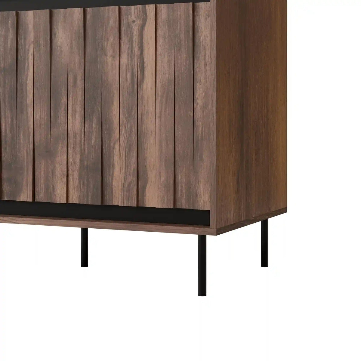 Dulap SWING S-1, nuc/negru, PAL laminat/metal, cu 4 usi, 102x55x179 cm