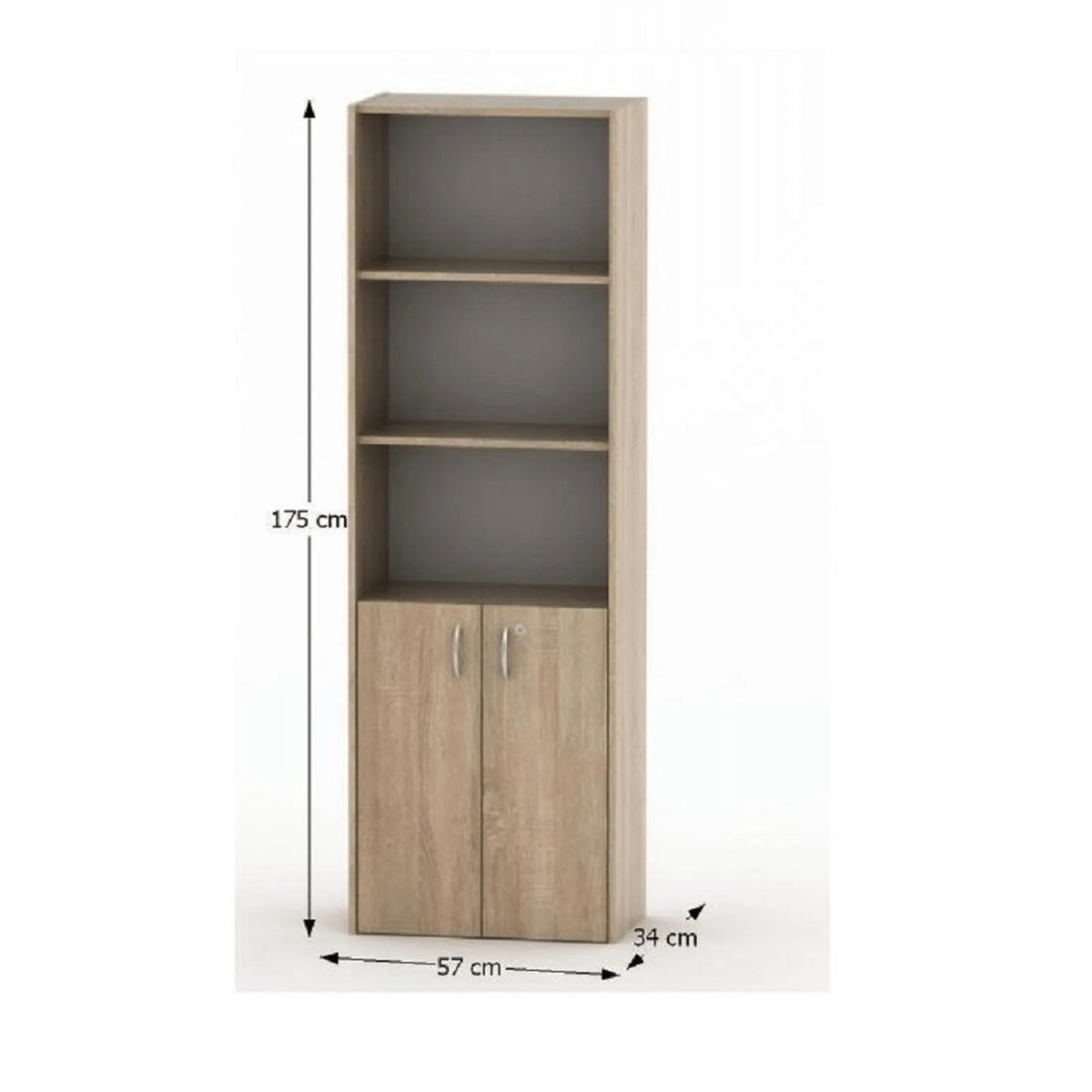 Dulap TEMPO ASISTENT NEW 002, stejar sonoma, PAL melaminat, cu 2 usi, 57x34x175 cm
