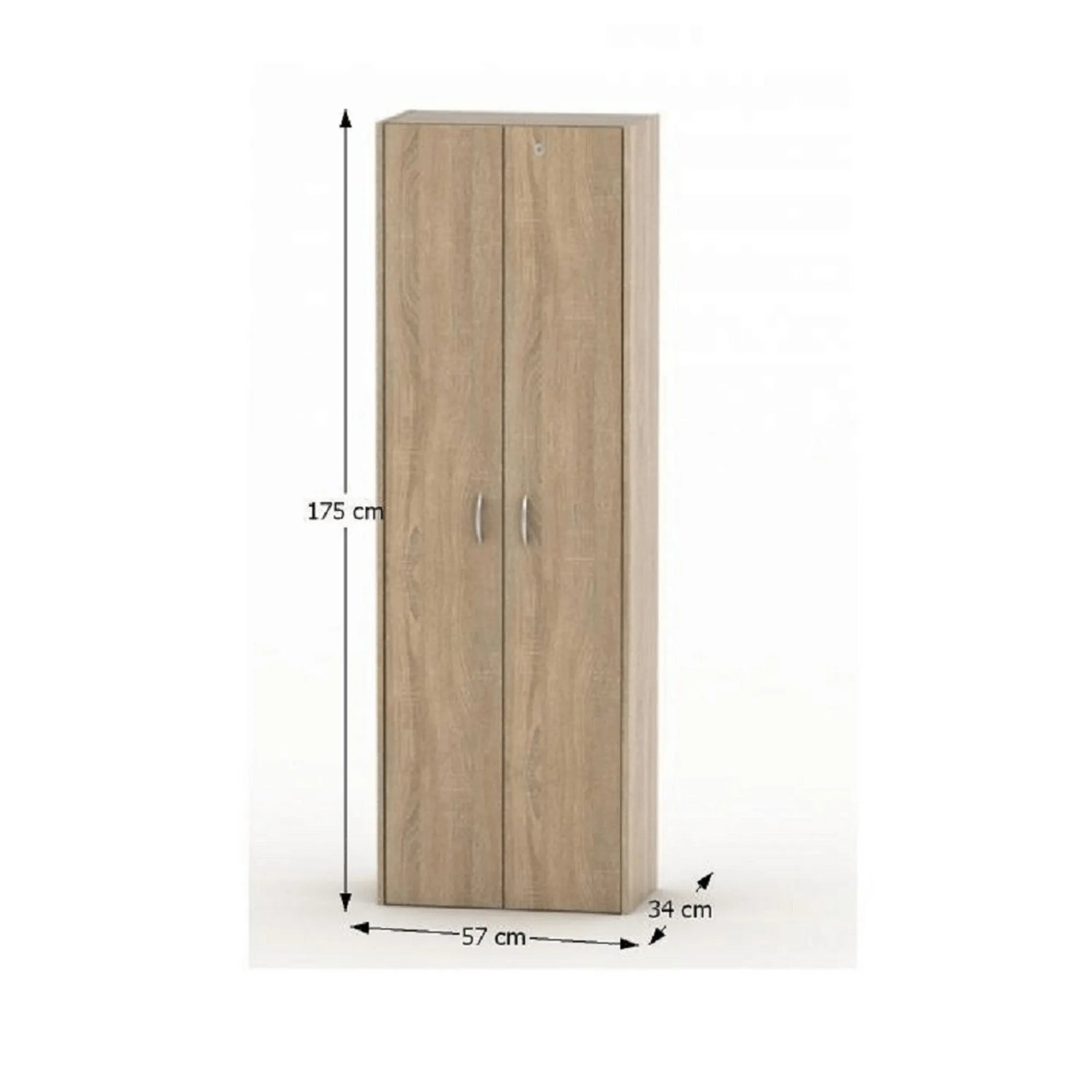 Dulap TEMPO ASISTENT NEW 006, stejar sonoma, PAL melaminat, cu 2 usi, 57x34x175 cm