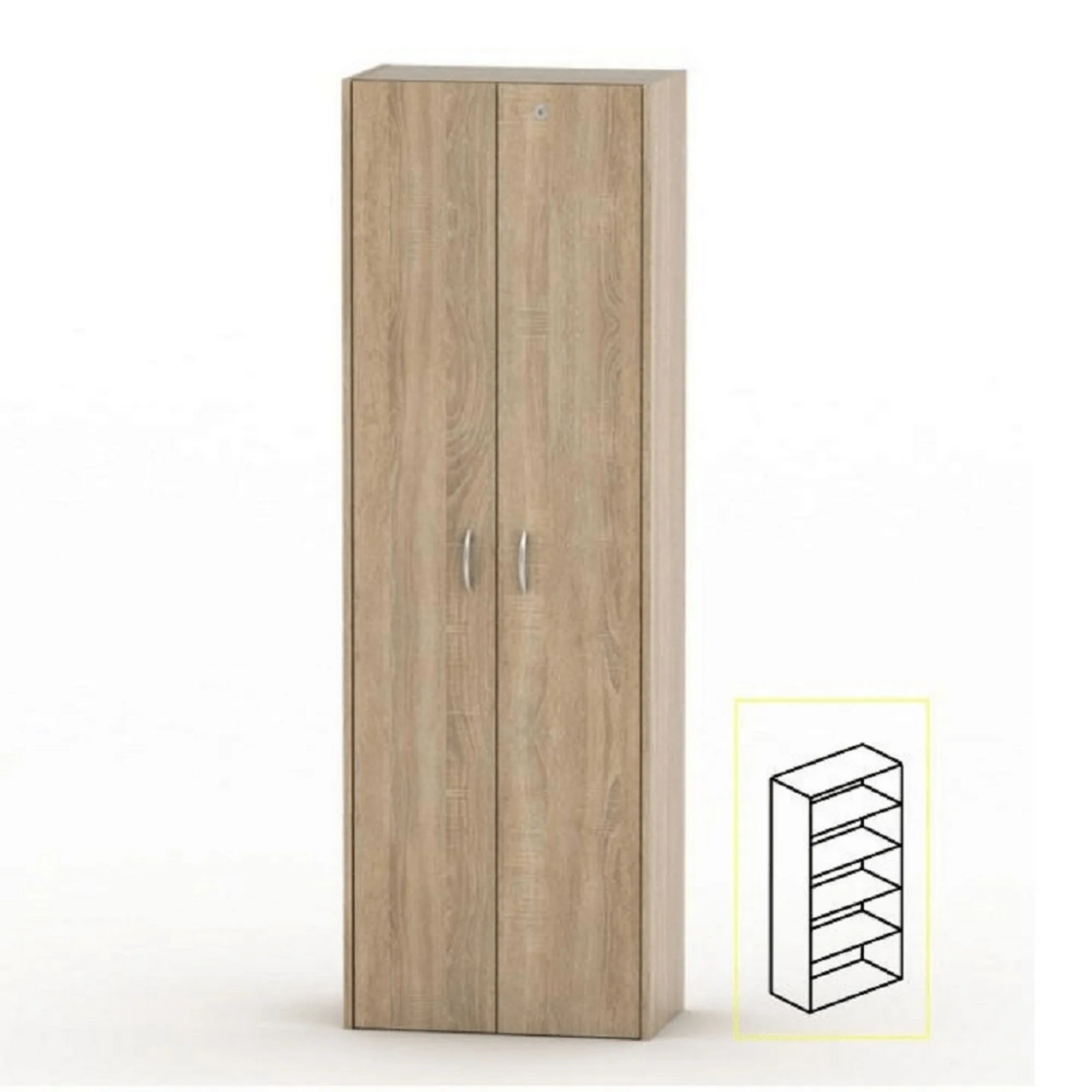 Dulap TEMPO ASISTENT NEW 007, stejar sonoma, PAL melaminat, cu 2 usi, 57x34x175 cm