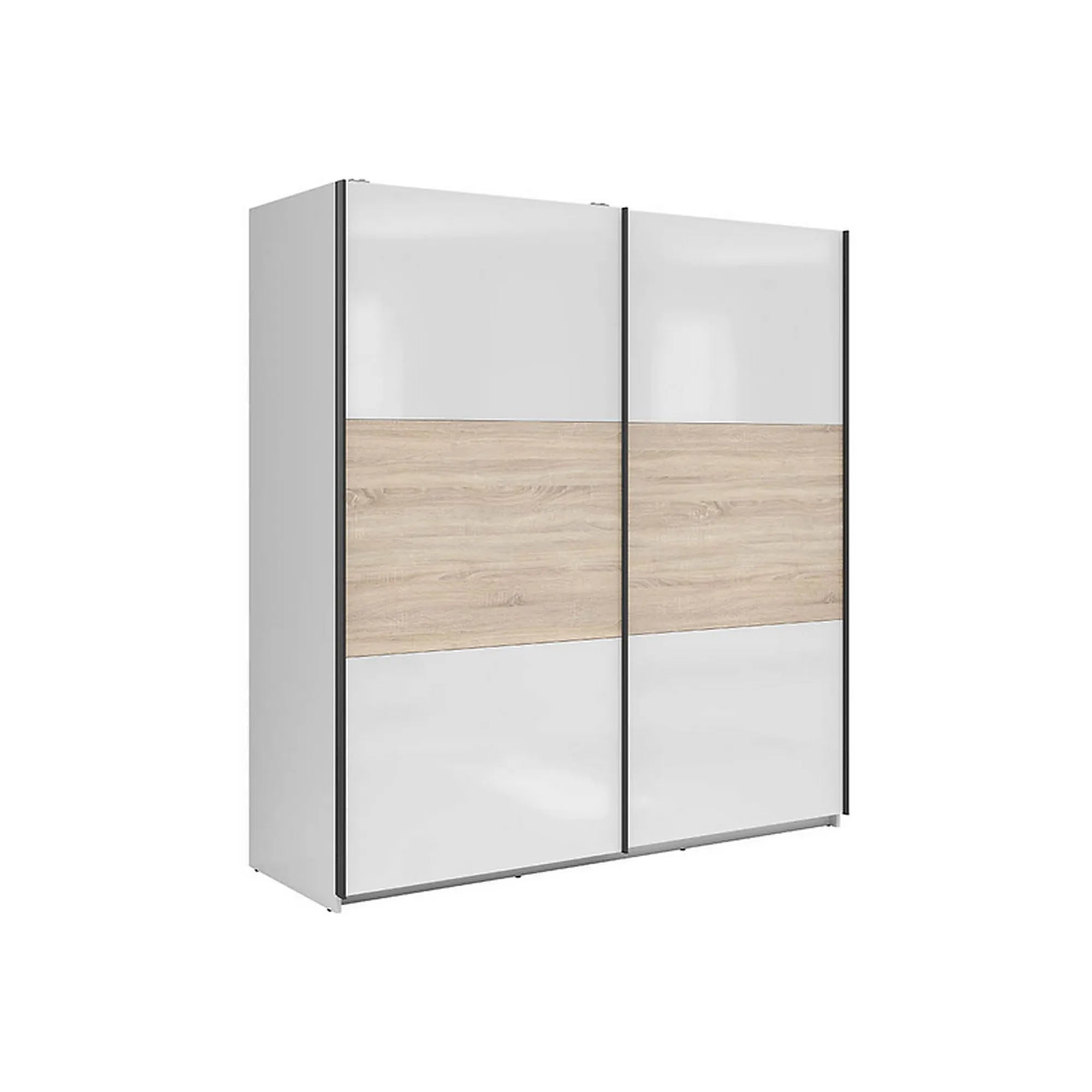 Dulap TETRIX, alb lucios/stejar sonoma, PAL, cu 2 usi, 183x60x196 cm