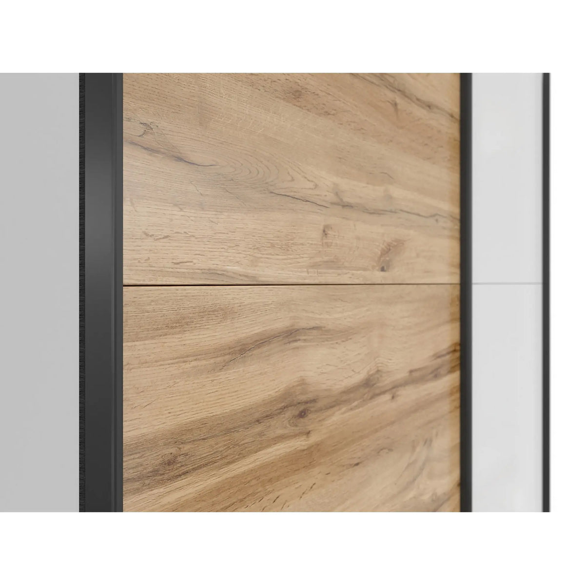 Dulap TETRIX, alb lucios/stejar wotan, PAL, cu 2 usi, 154x60x196 cm