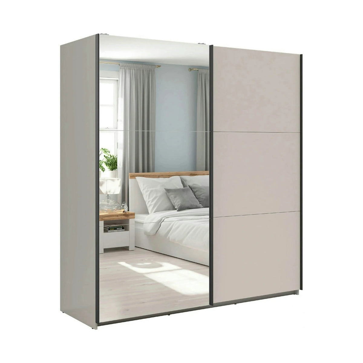 Dulap TETRIX, casmir, PAL, cu 2 usi si oglinda, 183x60x196 cm