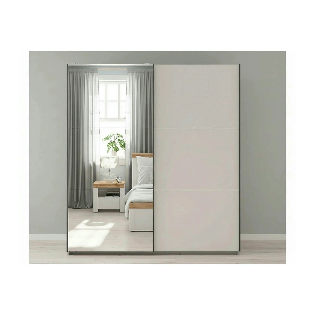 Dulap TETRIX, casmir, PAL, cu 2 usi si oglinda, 183x60x196 cm
