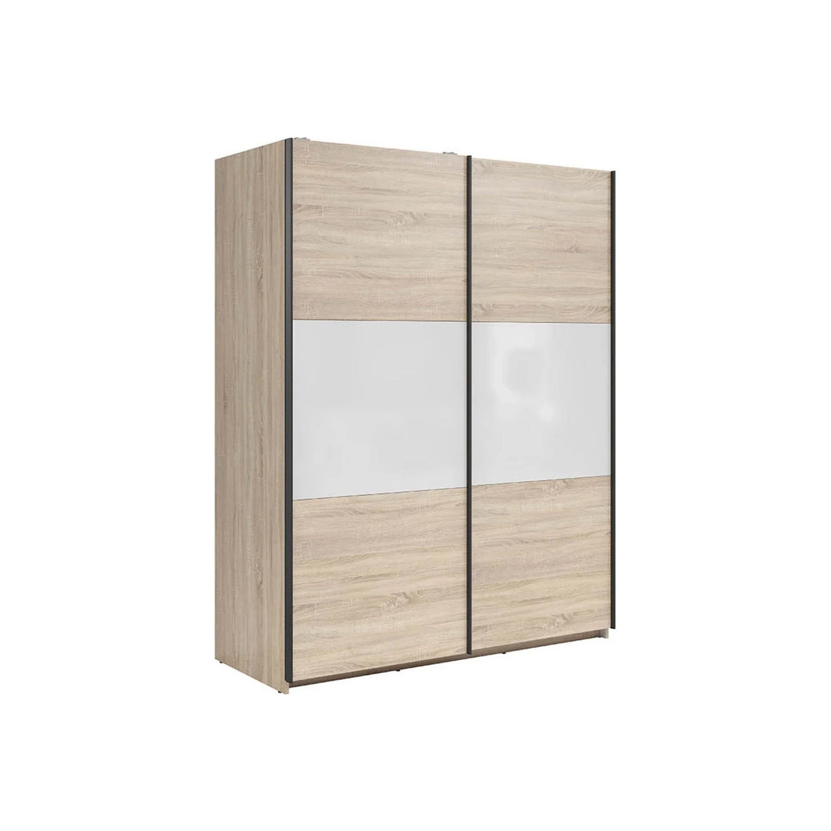 Dulap TETRIX, stejar sonoma/alb lucios, PAL, cu 2 usi, 154x60x196 cm