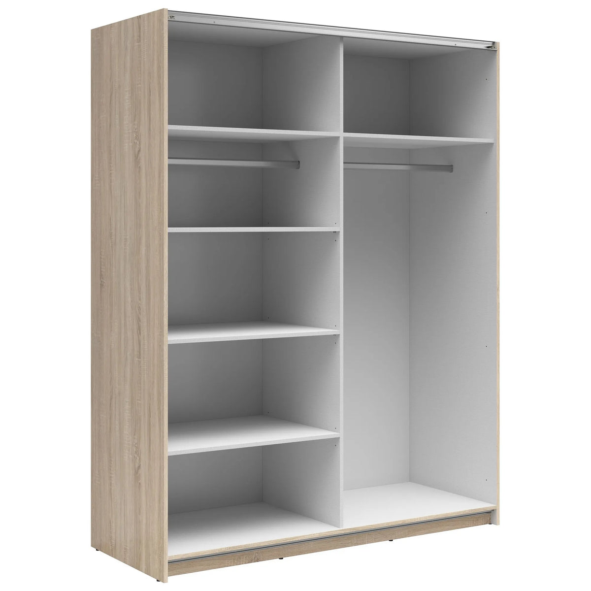 Dulap TETRIX, stejar sonoma/alb lucios, PAL, cu 2 usi, 154x60x196 cm