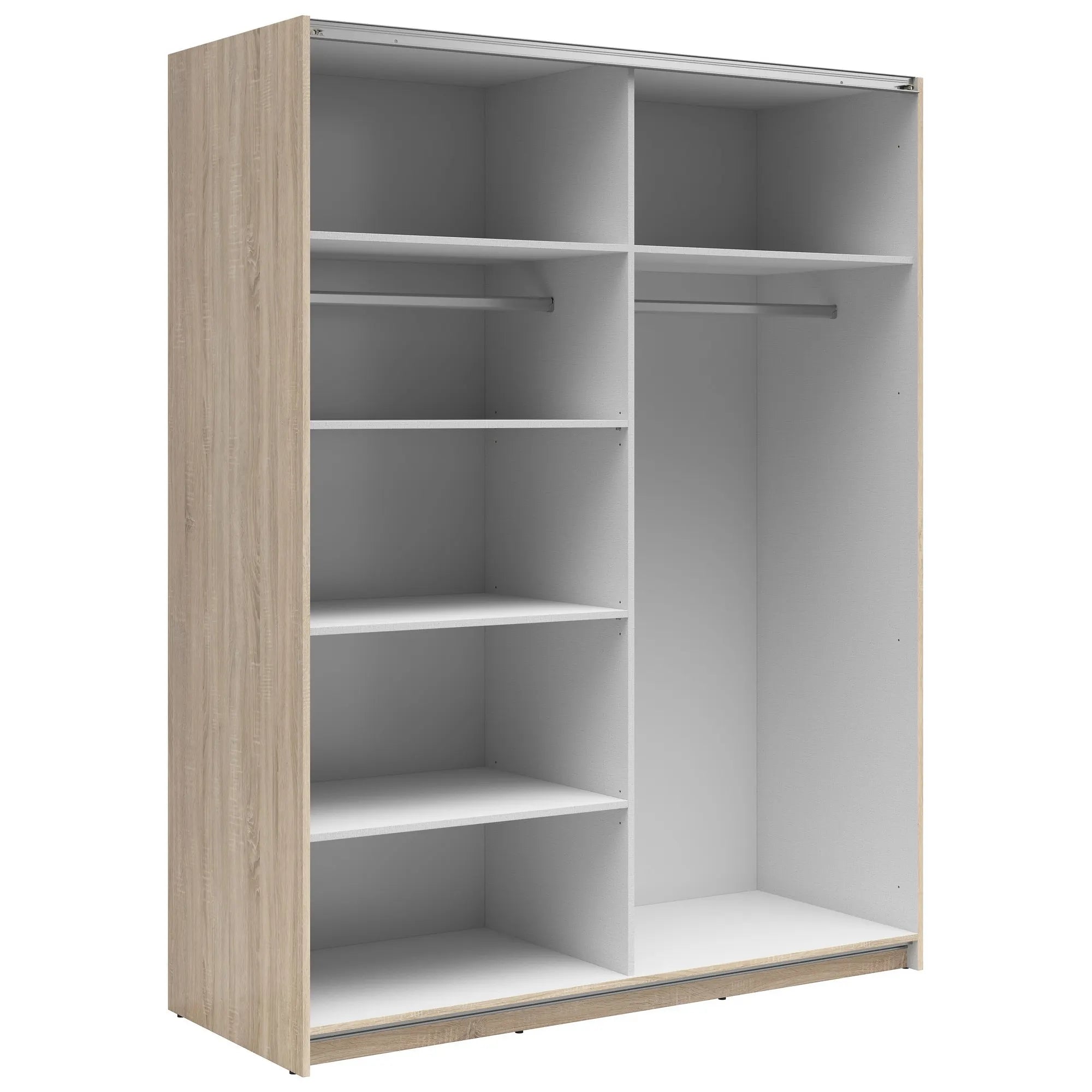 Dulap TETRIX, stejar sonoma/alb lucios, PAL, cu 2 usi, 154x60x196 cm