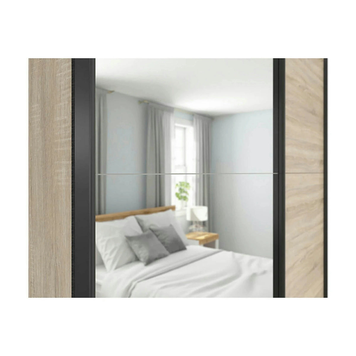 Dulap TETRIX, stejar sonoma, PAL, cu 2 usi si oglinda, 154x60x196 cm