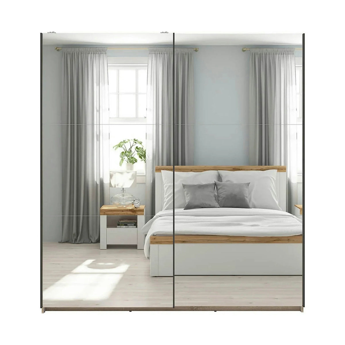 Dulap TETRIX, stejar sonoma, PAL, cu 2 usi si oglinzi, 183x60x196 cm