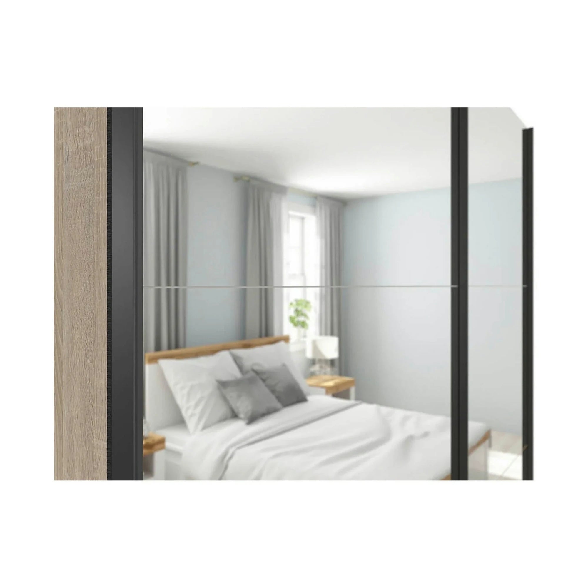 Dulap TETRIX, stejar sonoma, PAL, cu 2 usi si oglinzi, 183x60x196 cm