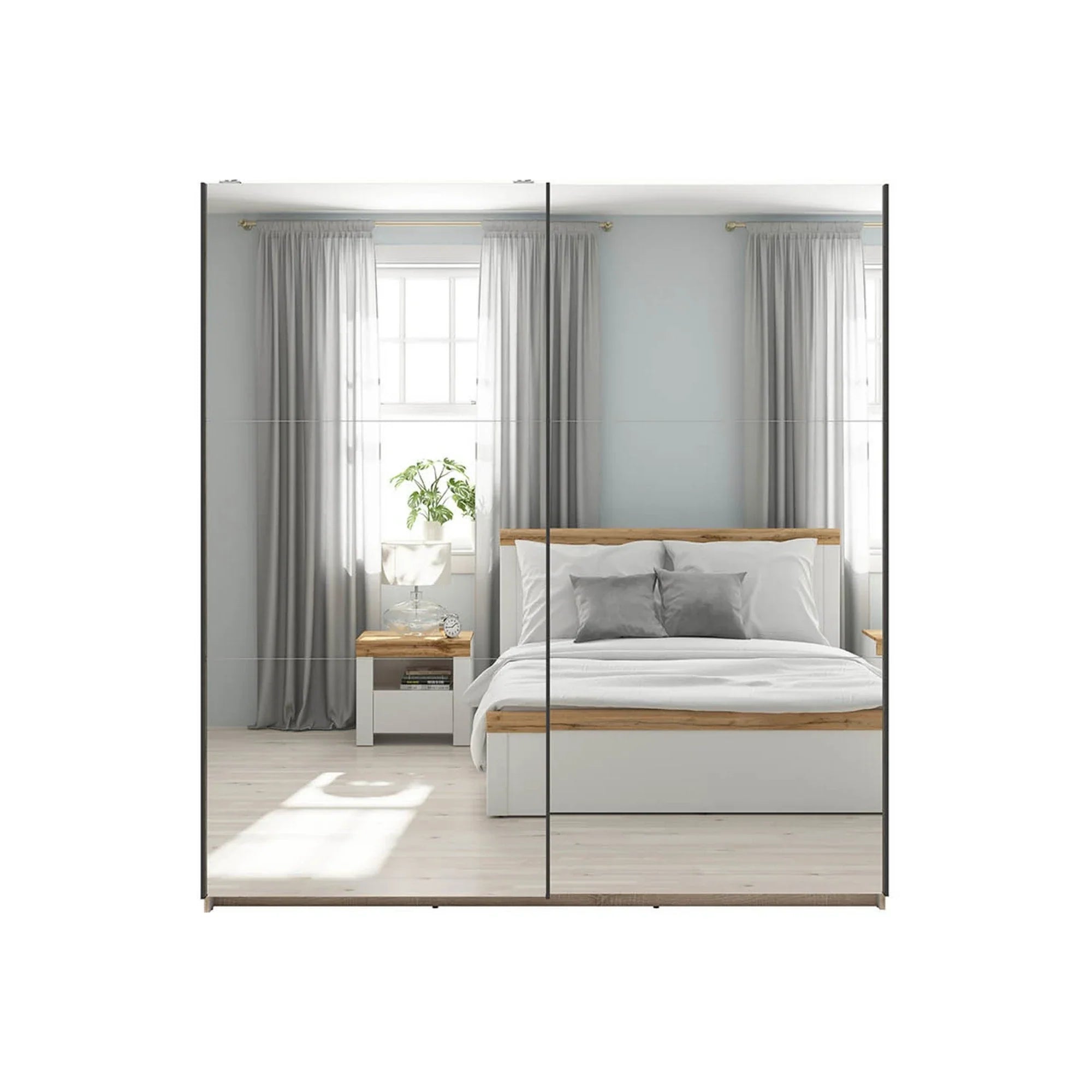 Dulap TETRIX, stejar sonoma, PAL, cu 2 usi si oglinzi, 183x60x196 cm