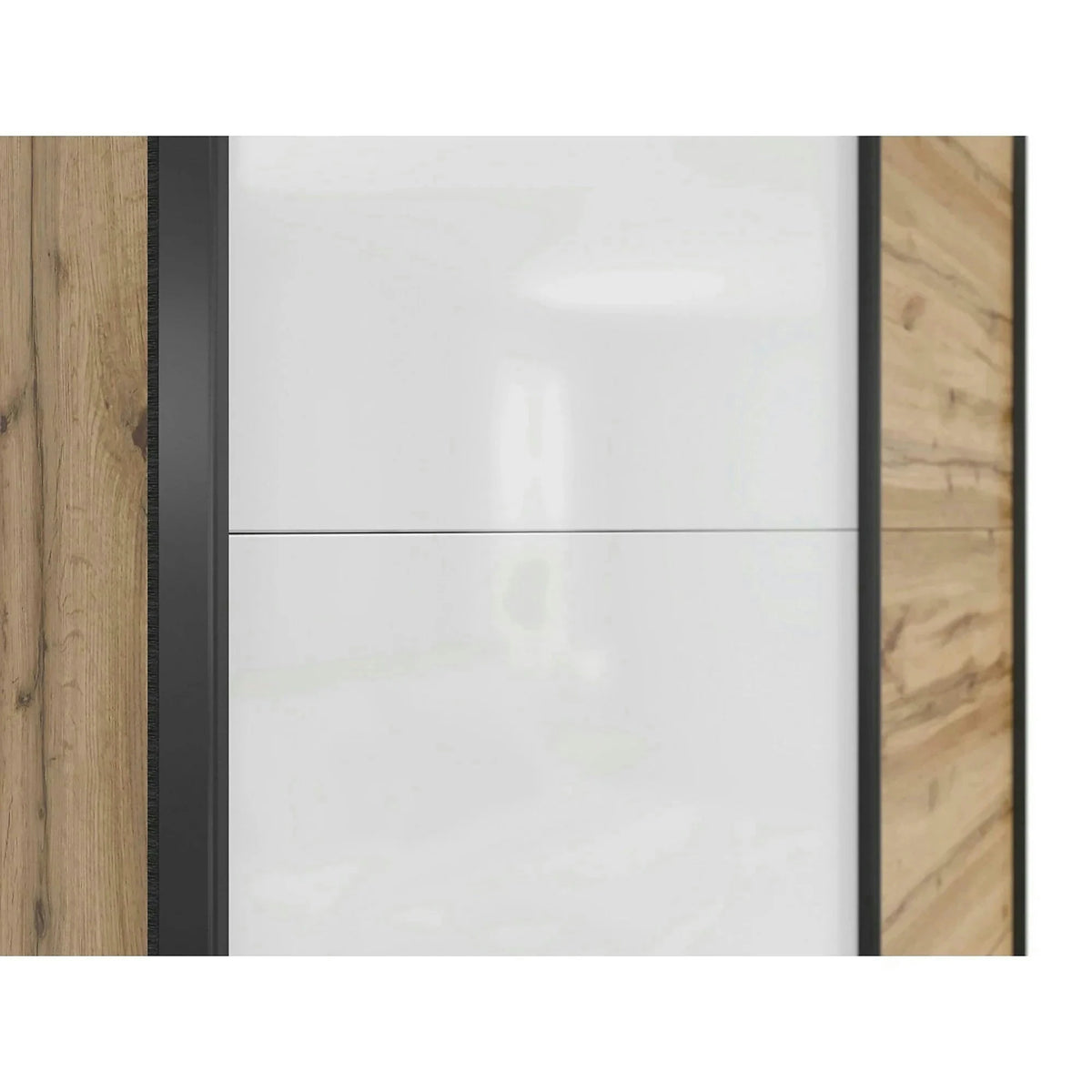 Dulap TETRIX, stejar wotan/alb lucios, PAL, cu 2 usi, 154x60x196 cm