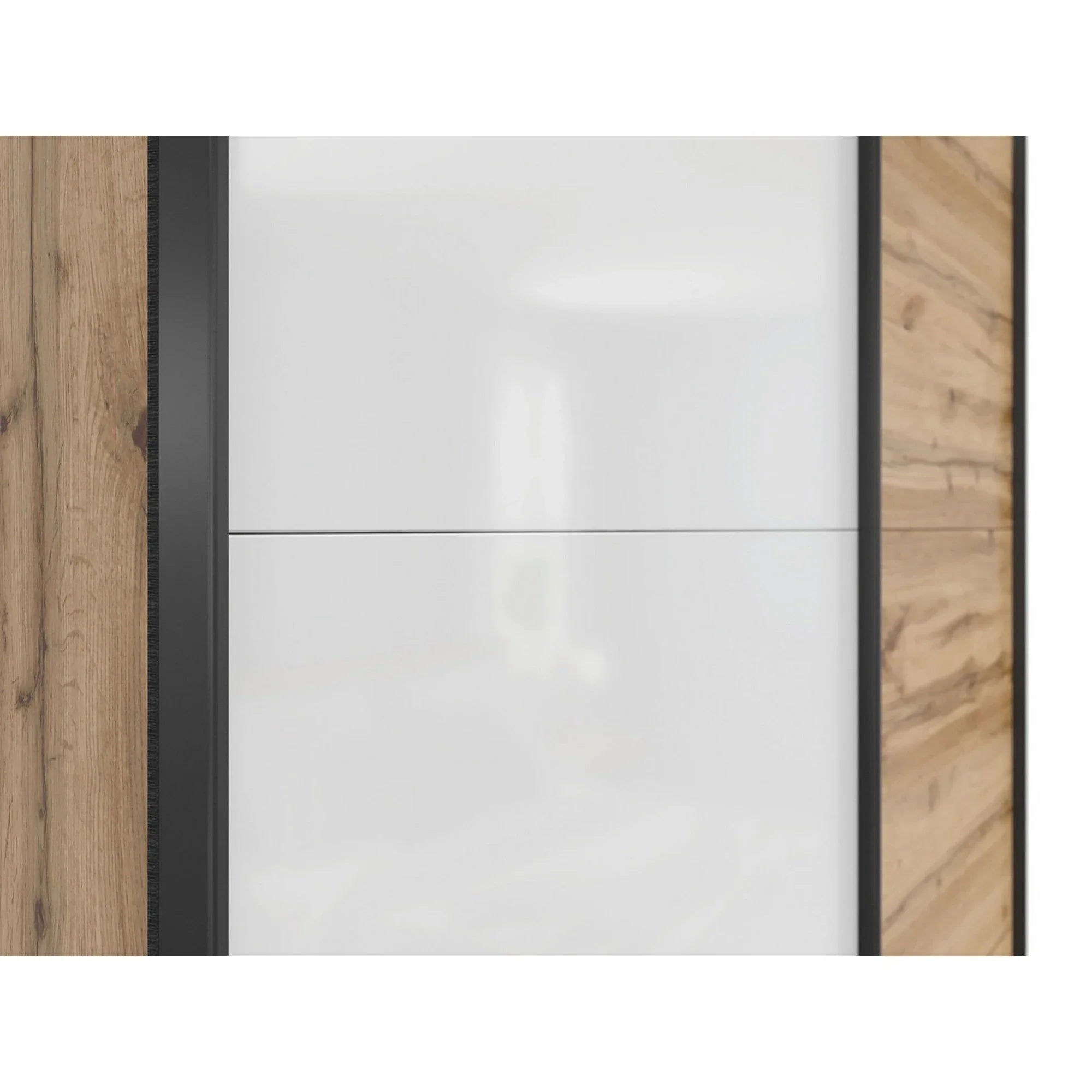 Dulap TETRIX, stejar wotan/alb lucios, PAL, cu 2 usi, 154x60x196 cm