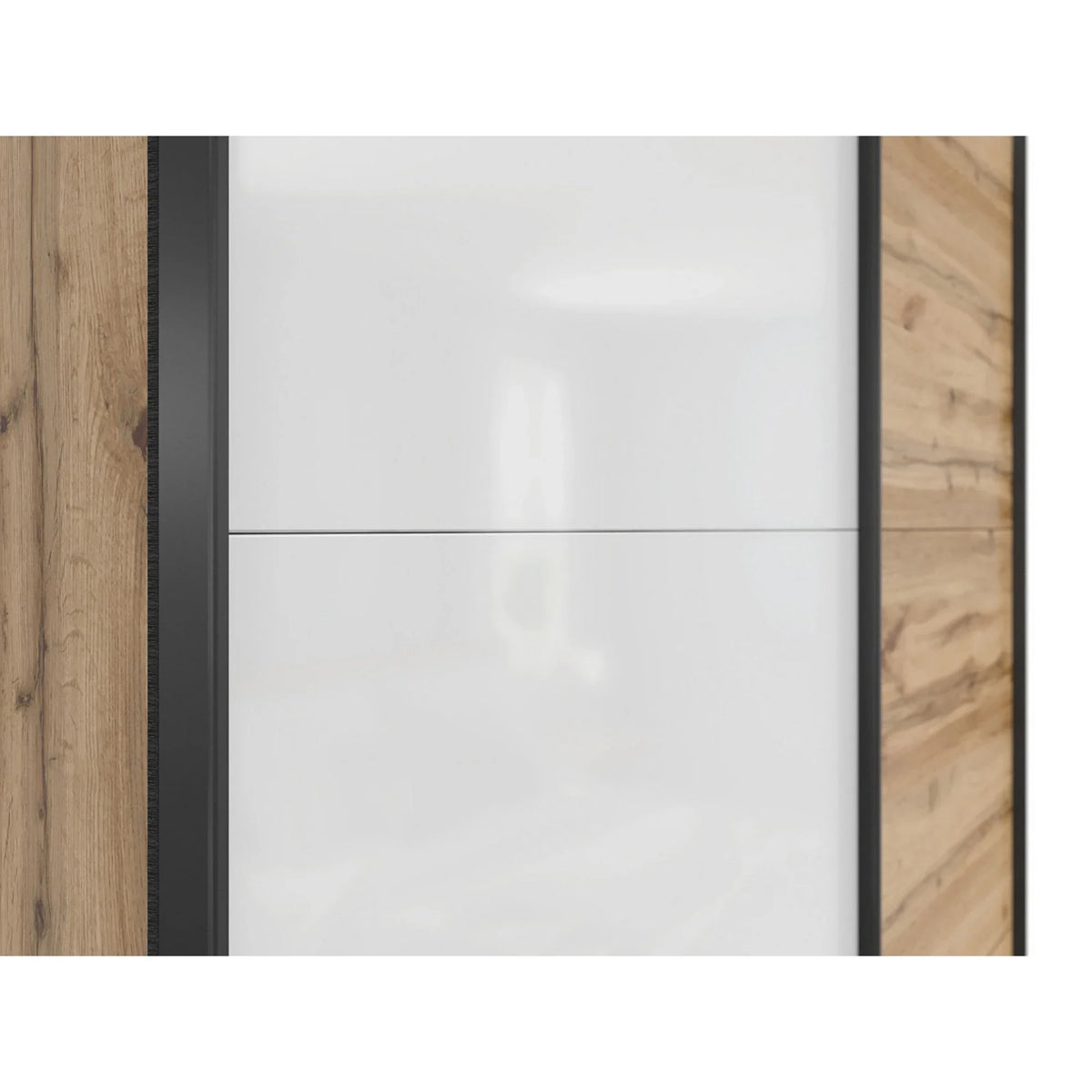 Dulap TETRIX, stejar wotan/alb lucios, PAL, cu 2 usi, 154x60x196 cm