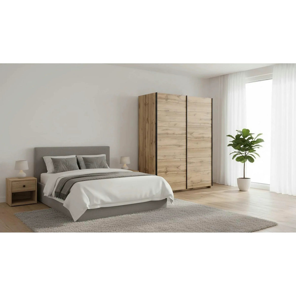 Dulap TETRIX, stejar wotan, PAL, cu 2 usi, 154x60x196 cm