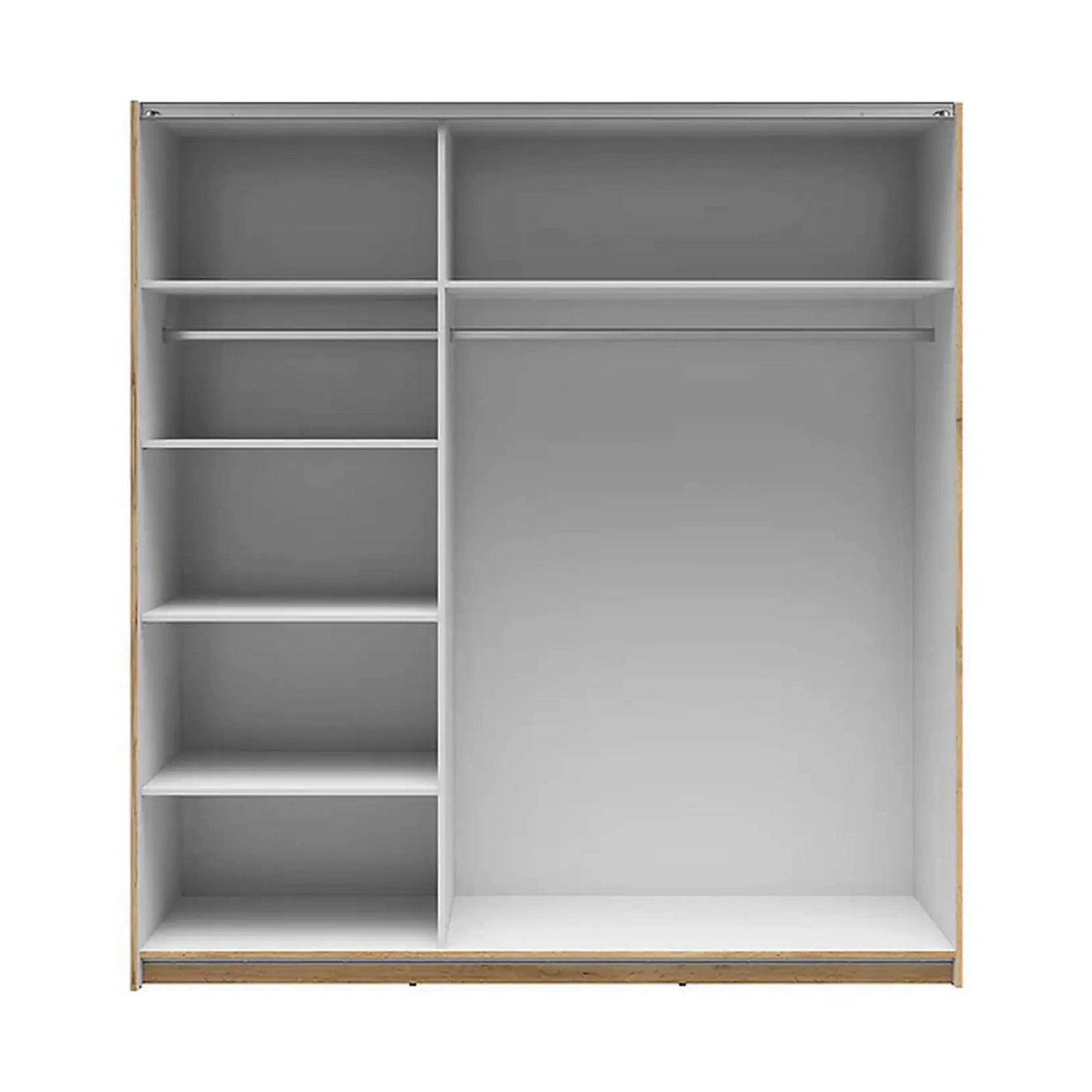 Dulap TETRIX, stejar wotan, PAL, cu 2 usi si oglinzi, 183x60x196 cm