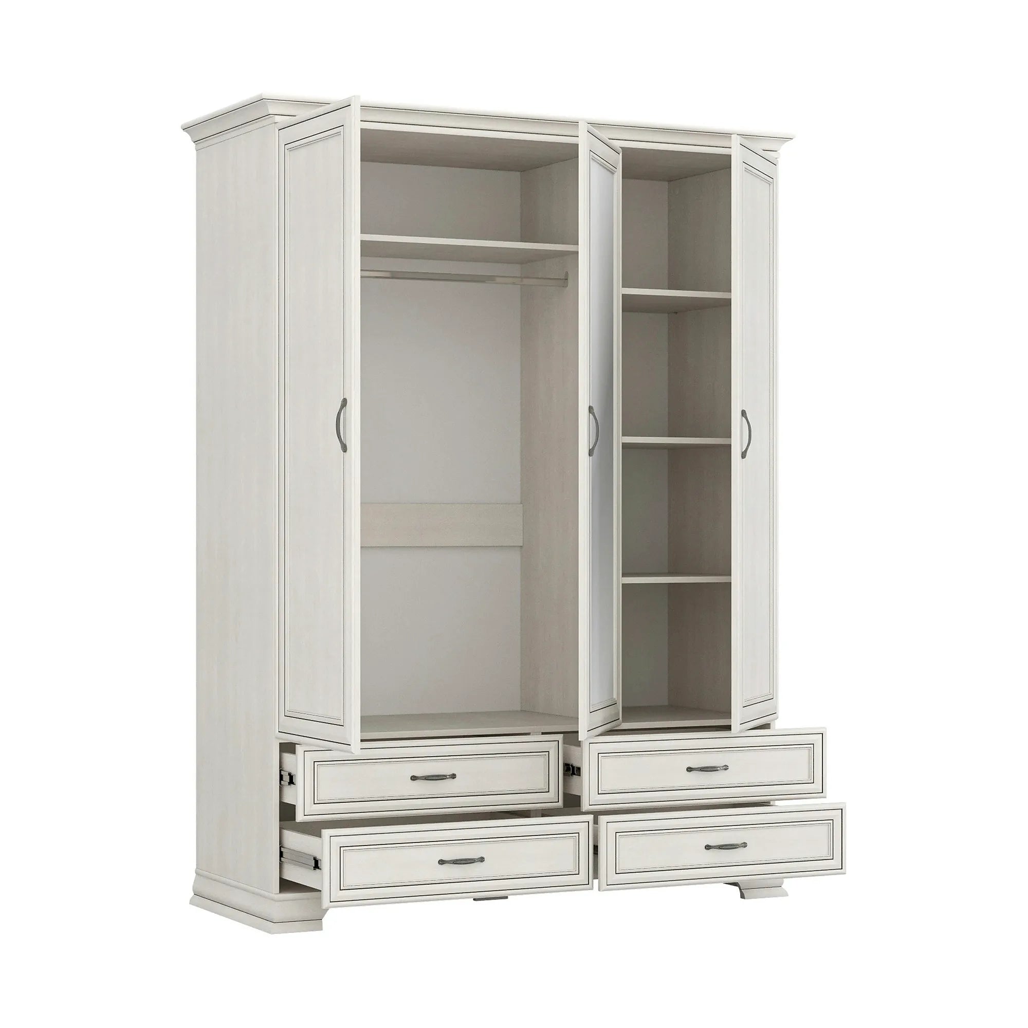 Dulap TIFFANY II, grej, PAL laminat, cu 3 usi si 4 sertare, 159x63x212 cm