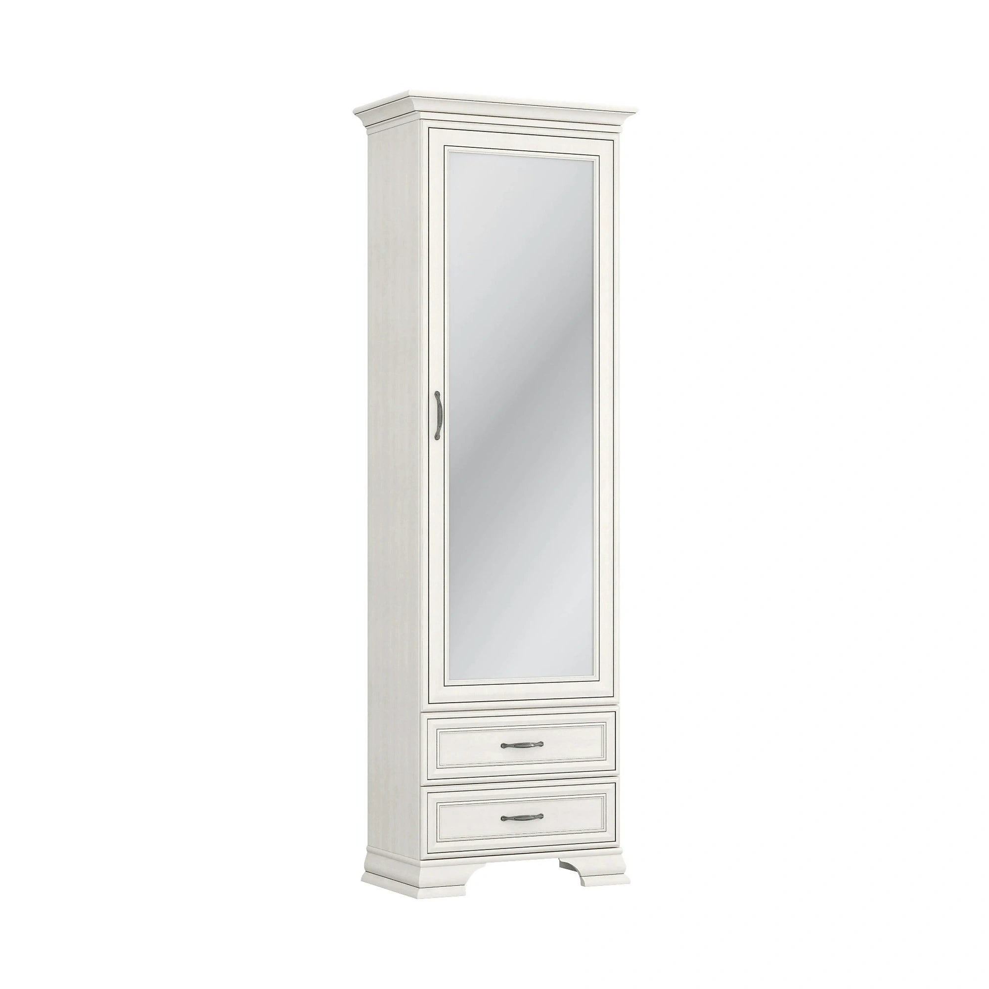 Dulap TIFFANY II, grej, PAL laminat, cu o usa si 2 sertare, cu oglinda, 69x40x212 cm