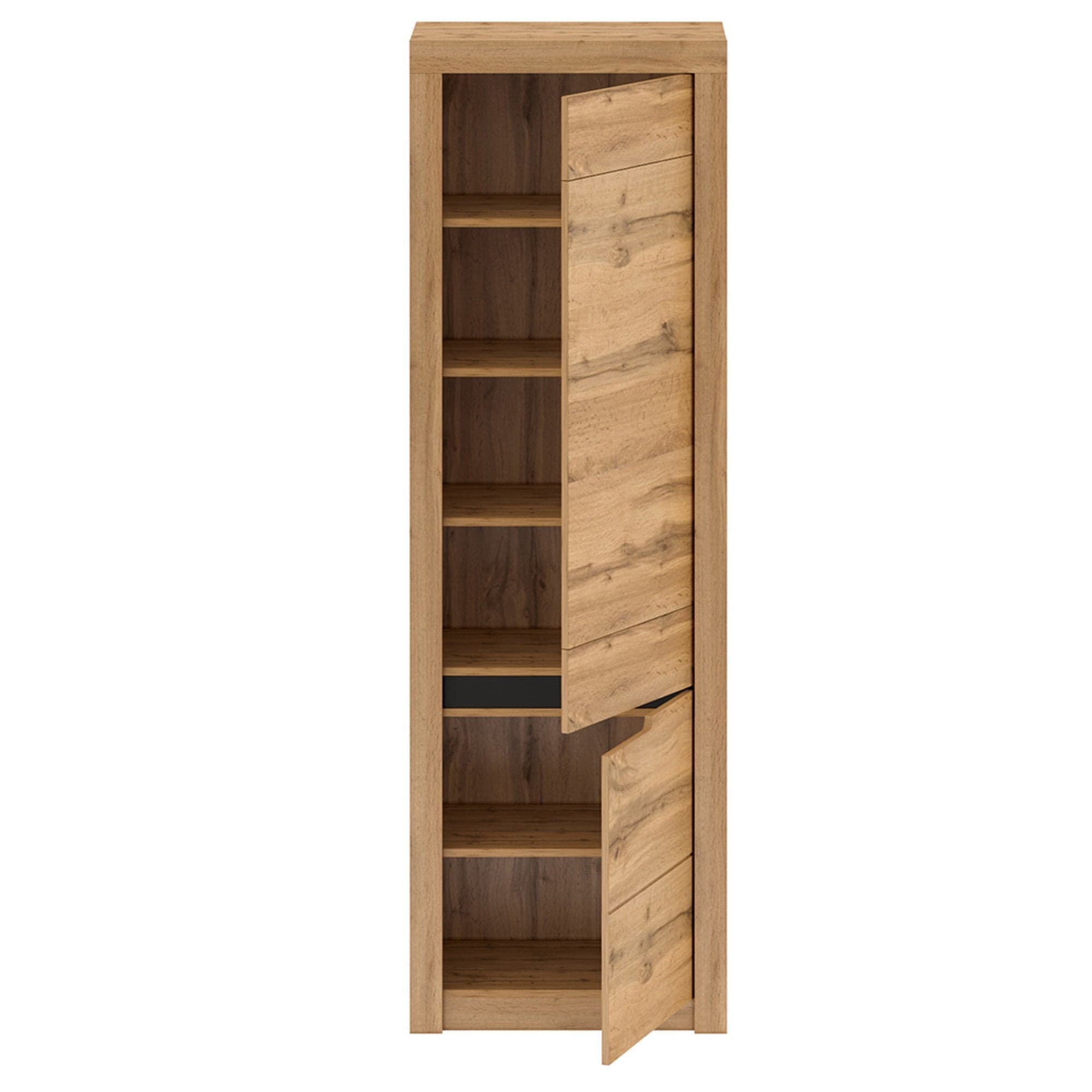 Dulap TORONTA V1, stejar wotan, DTD laminat, cu 2 usi, cu deschidere pe dreapta, 63x40x197 cm