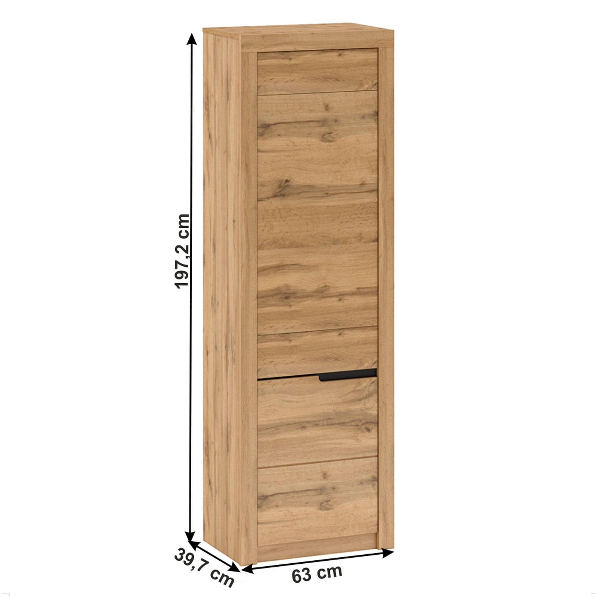 Dulap TORONTA V1, stejar wotan, DTD laminat, cu 2 usi, cu deschidere pe stanga, 63x40x197 cm