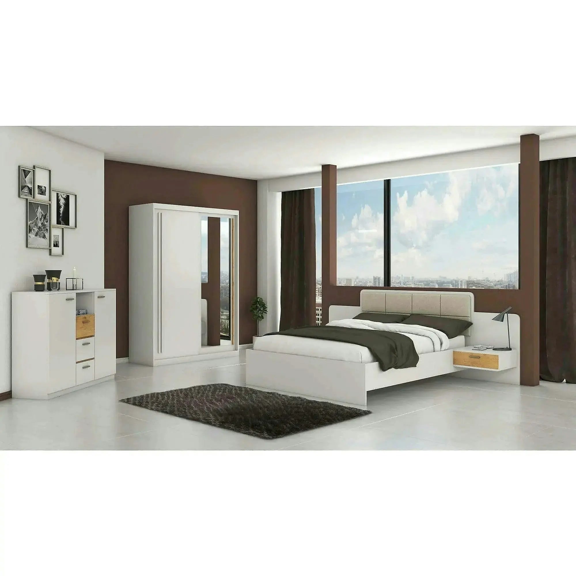 Dulap usi glisante alb EFFECT, PAL melaminat, cu 2 usi, 175x59x215 cm