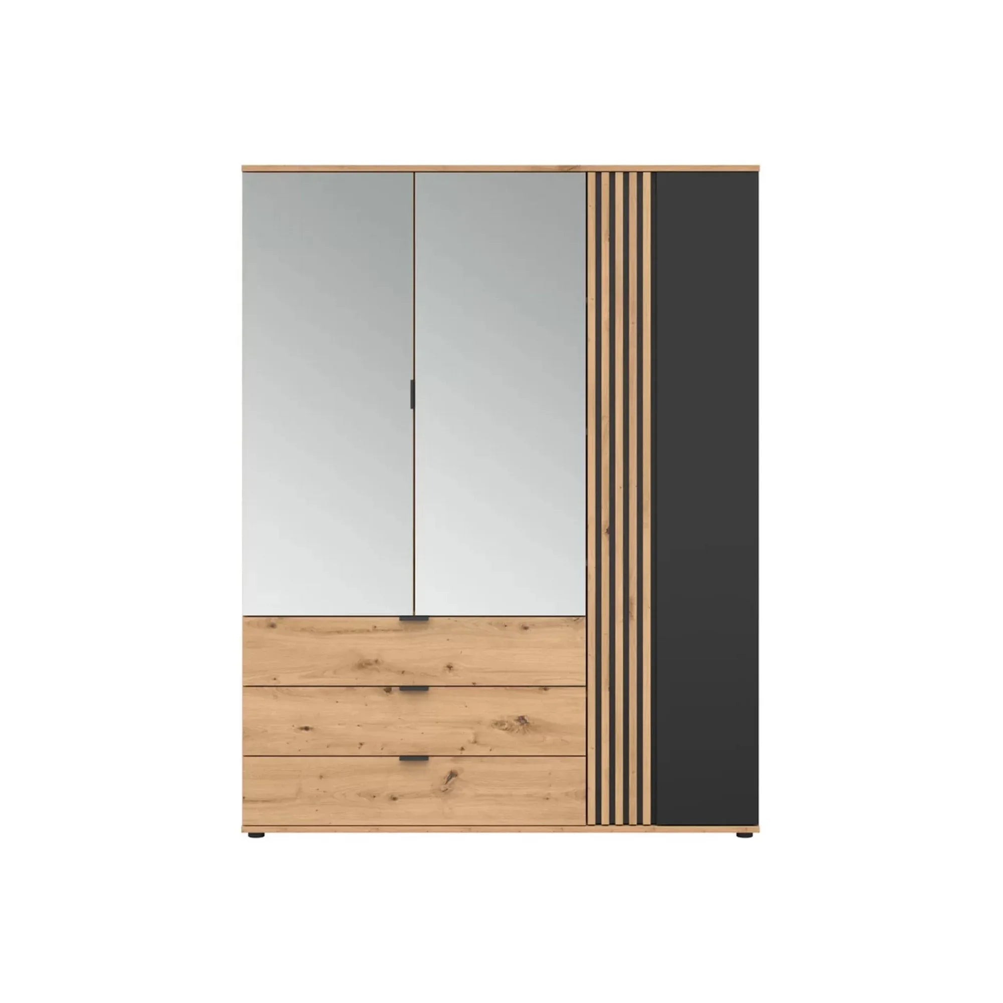 Dulap VABRES, stejar artisan/negru mat, PAL laminat, 151x56x196 cm