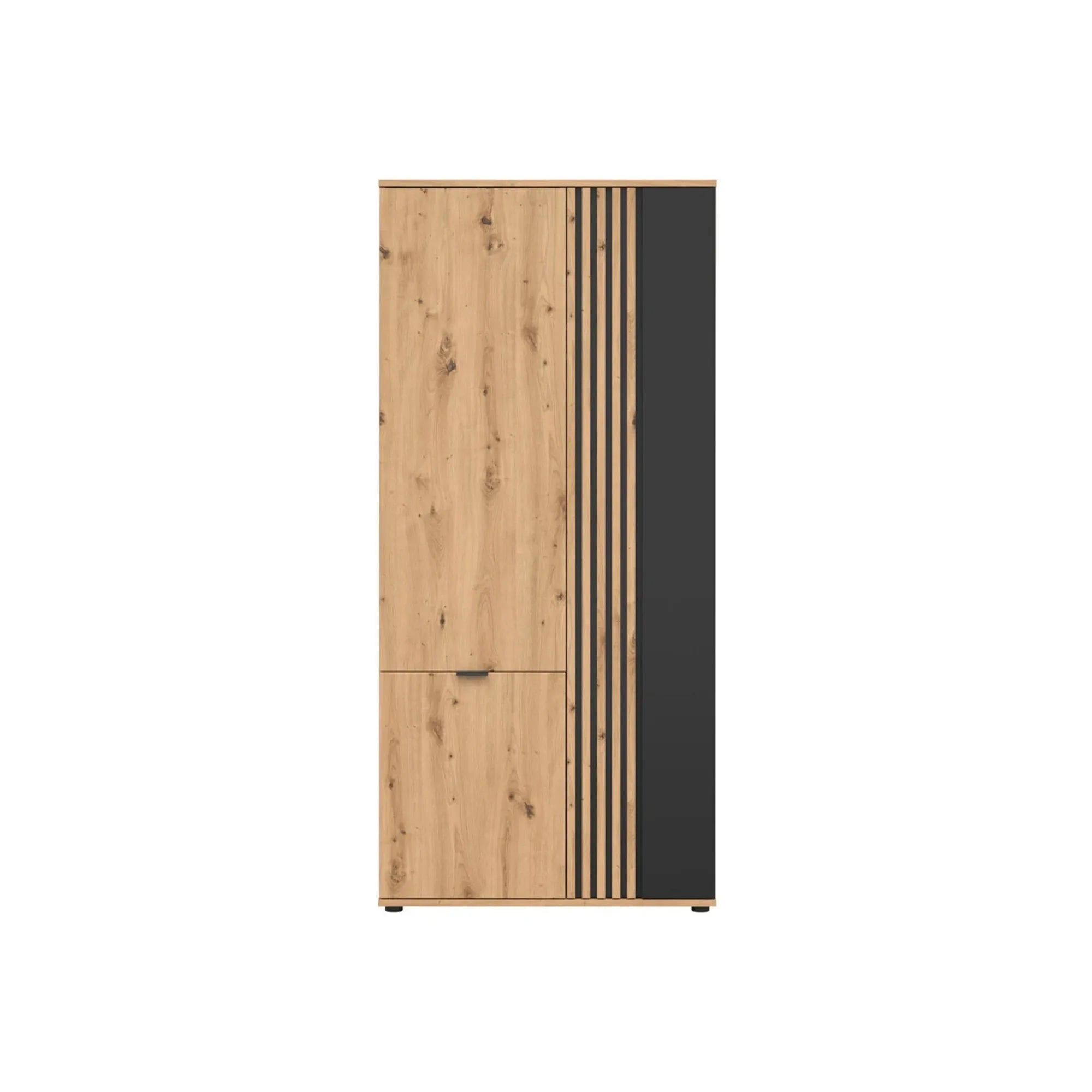 Dulap VABRES, stejar artisan/negru mat, PAL laminat, 91x56x196 cm