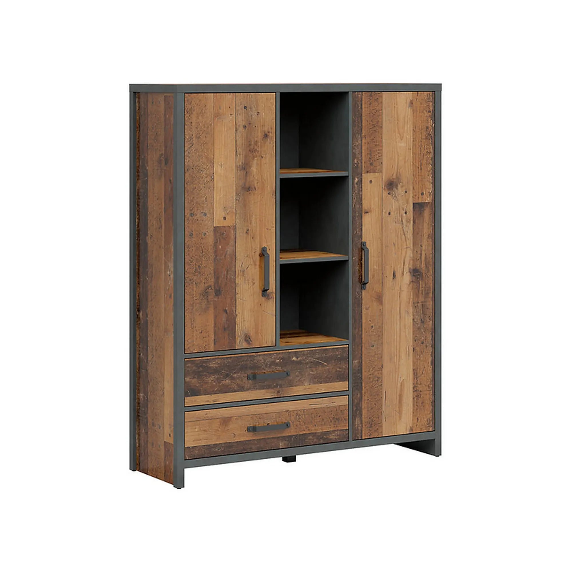 Dulap WESTON, maro/gri grafit, PAL, cu 2 usi si 2 sertare, 120x40x150 cm