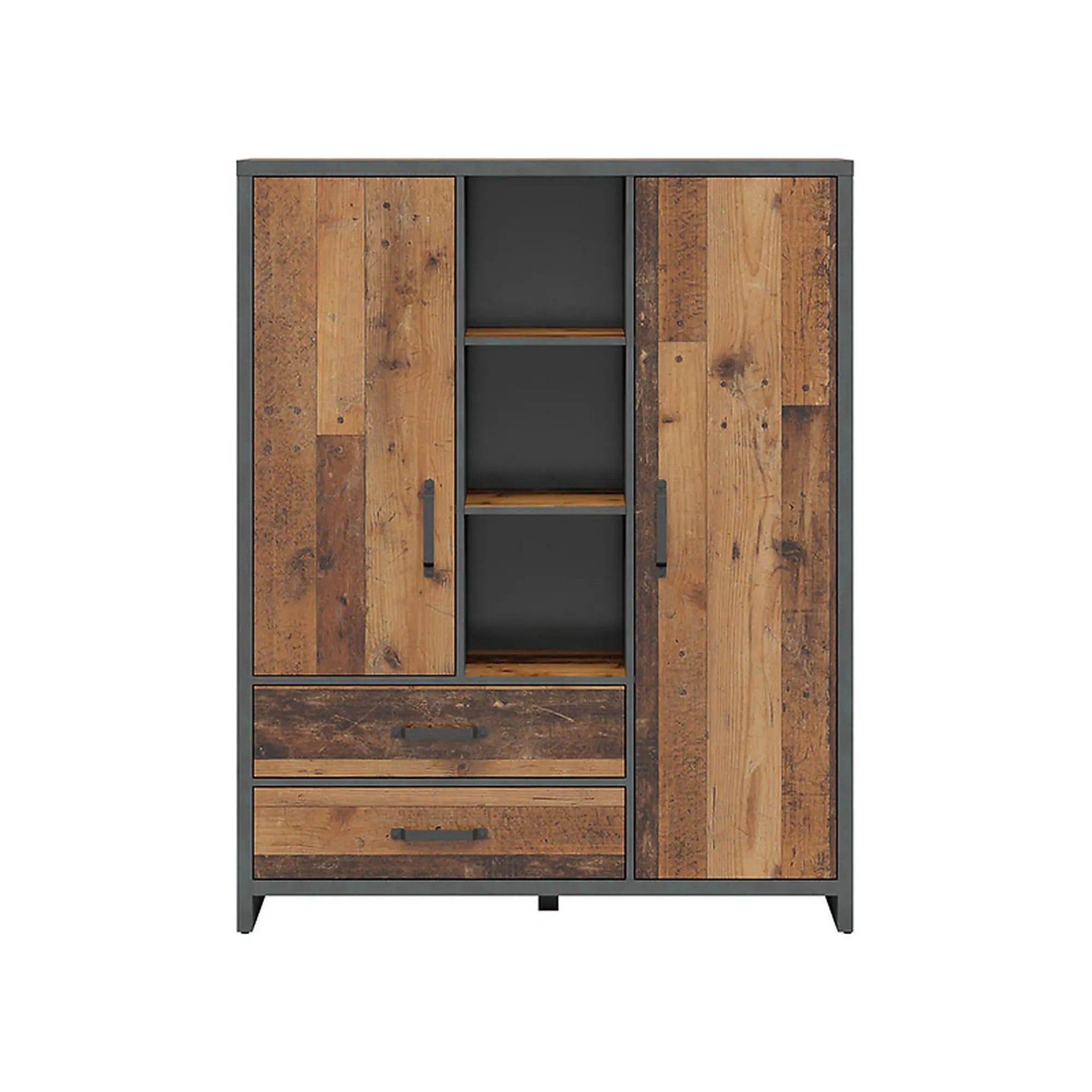 Dulap WESTON, maro/gri grafit, PAL, cu 2 usi si 2 sertare, 120x40x150 cm