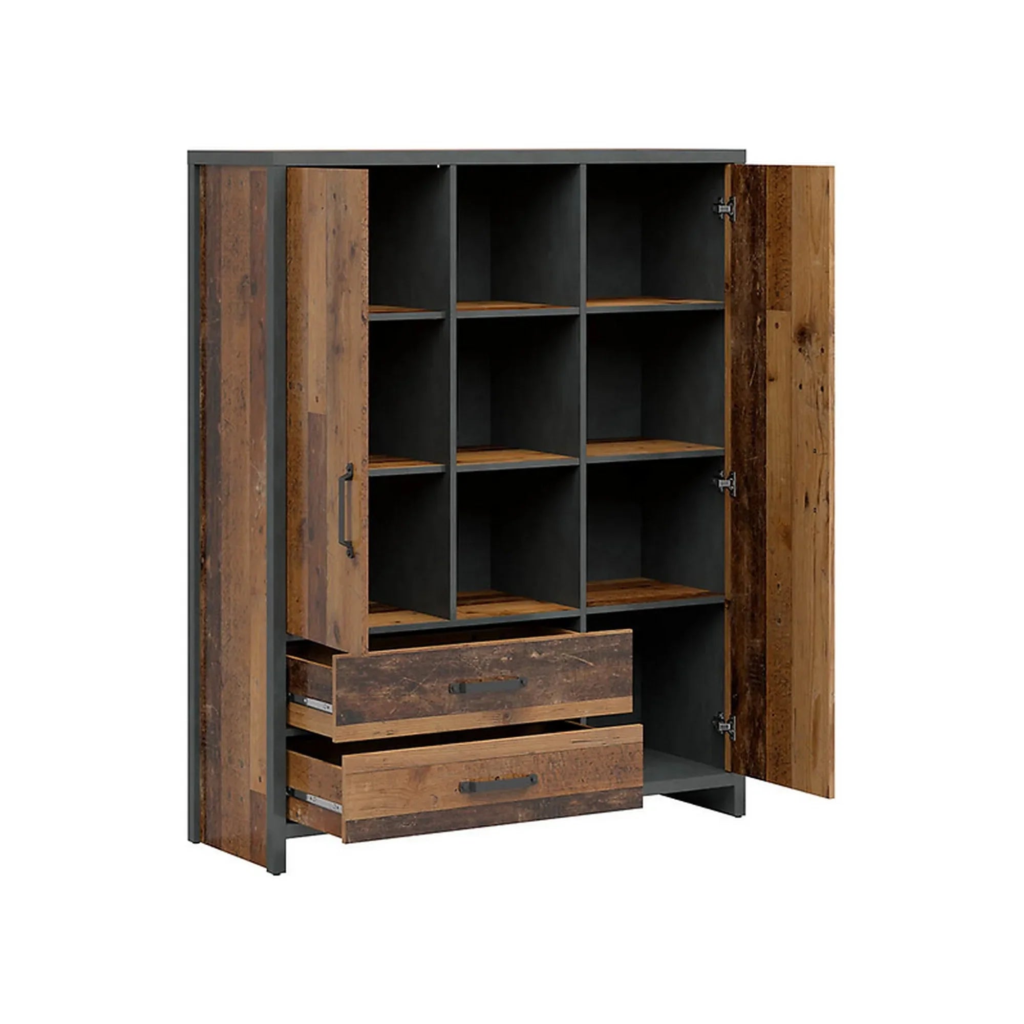 Dulap WESTON, maro/gri grafit, PAL, cu 2 usi si 2 sertare, 120x40x150 cm