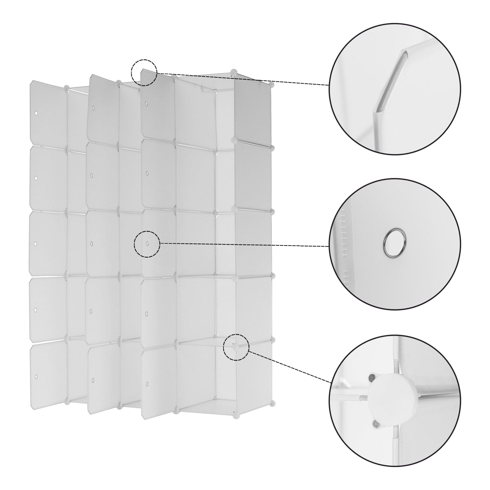 Dulap ZALVO, alb, metal/plastic, cu 6 usi, 111x46x185 cm