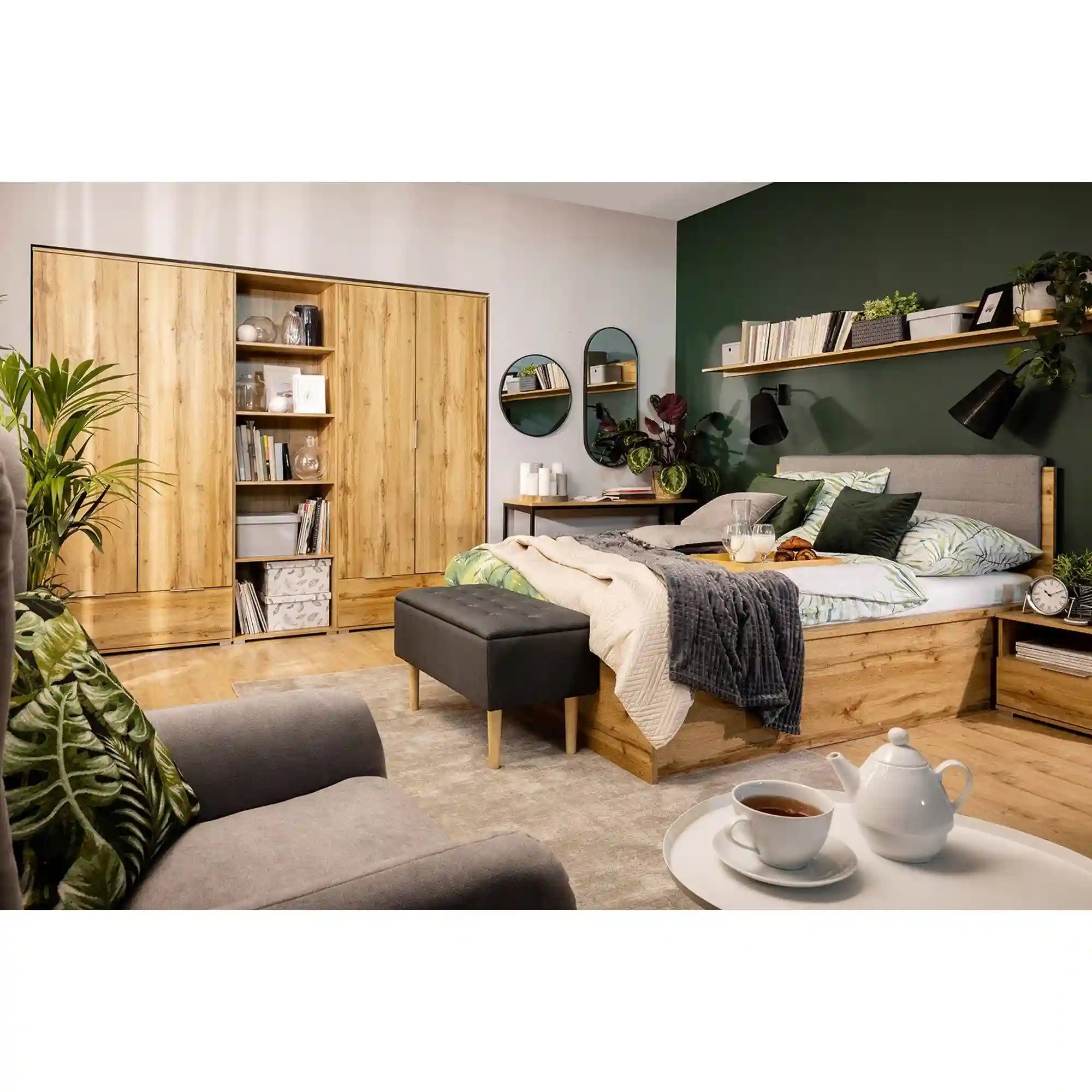 Dulap ZELE, stejar wotan, PAL, cu 2 usi, 91x57x195 cm