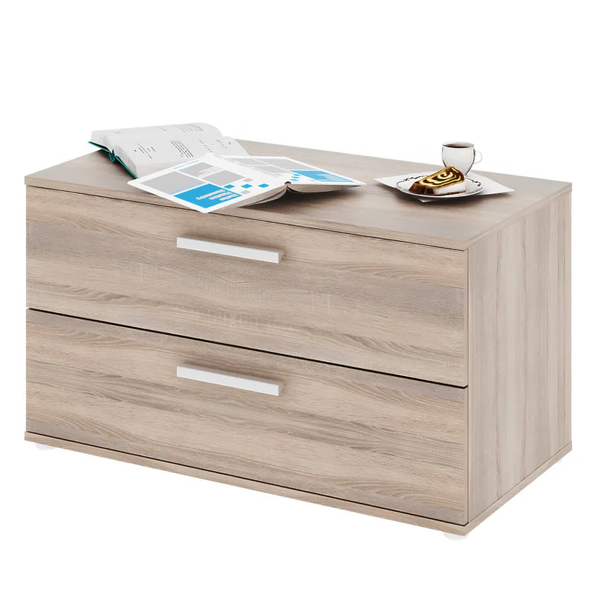 Noptiera DUNAJ TYP 8, stejar sonoma, PAL melaminat/metal, cu 2 sertare, 90x47x51 cm