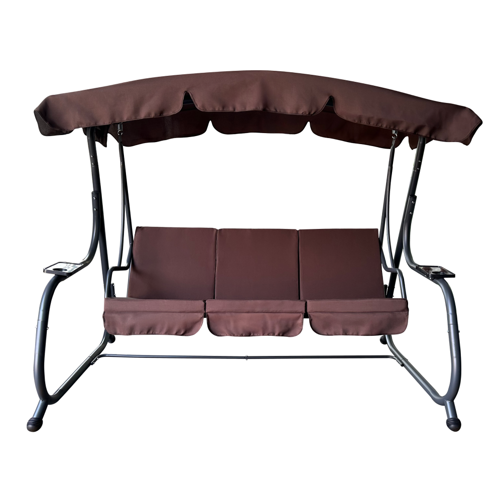 Leagan gradina EILANA, maro/gri inchis, material textil/metal, 220x138x178 cm