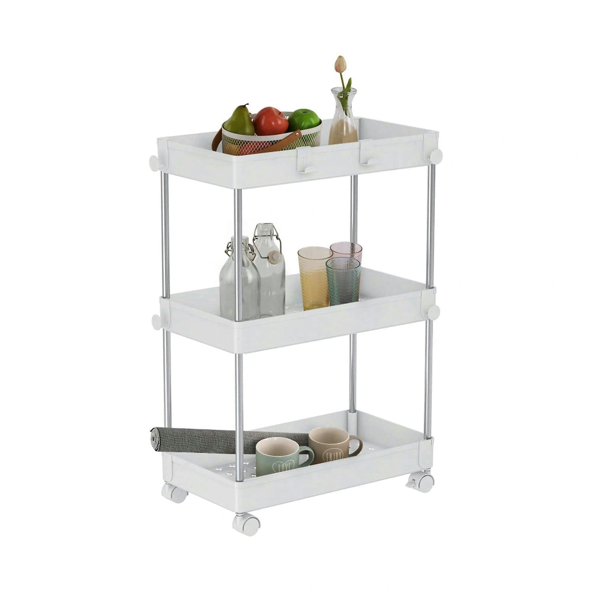 Etajera ALIOL TIP 1, alb, metal/plastic, 40x22x60 cm