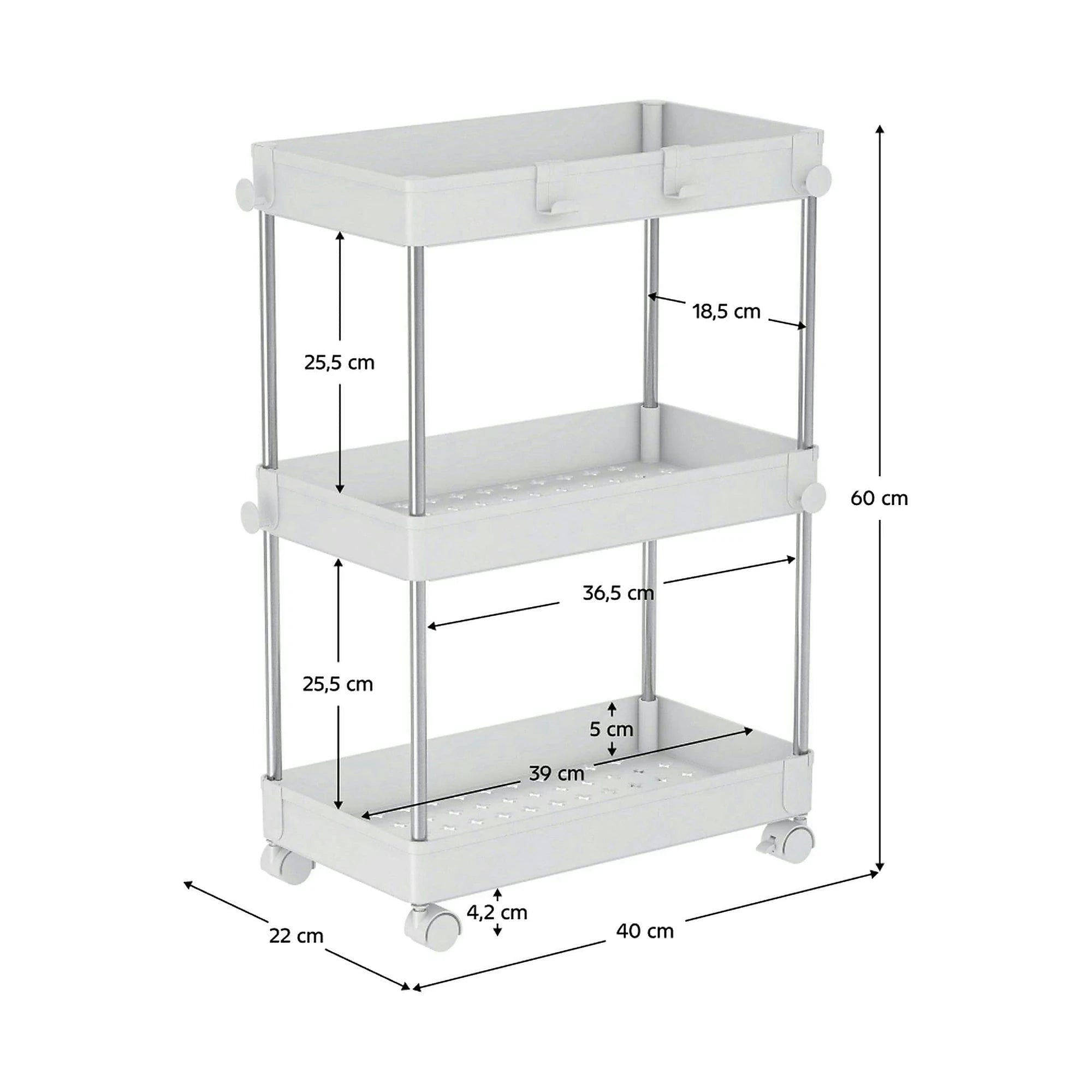 Etajera ALIOL TIP 1, alb, metal/plastic, 40x22x60 cm