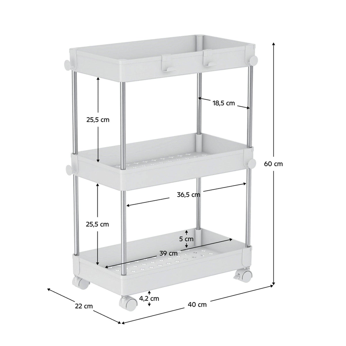 Etajera ALIOL TIP 1, alb, metal/plastic, 40x22x60 cm