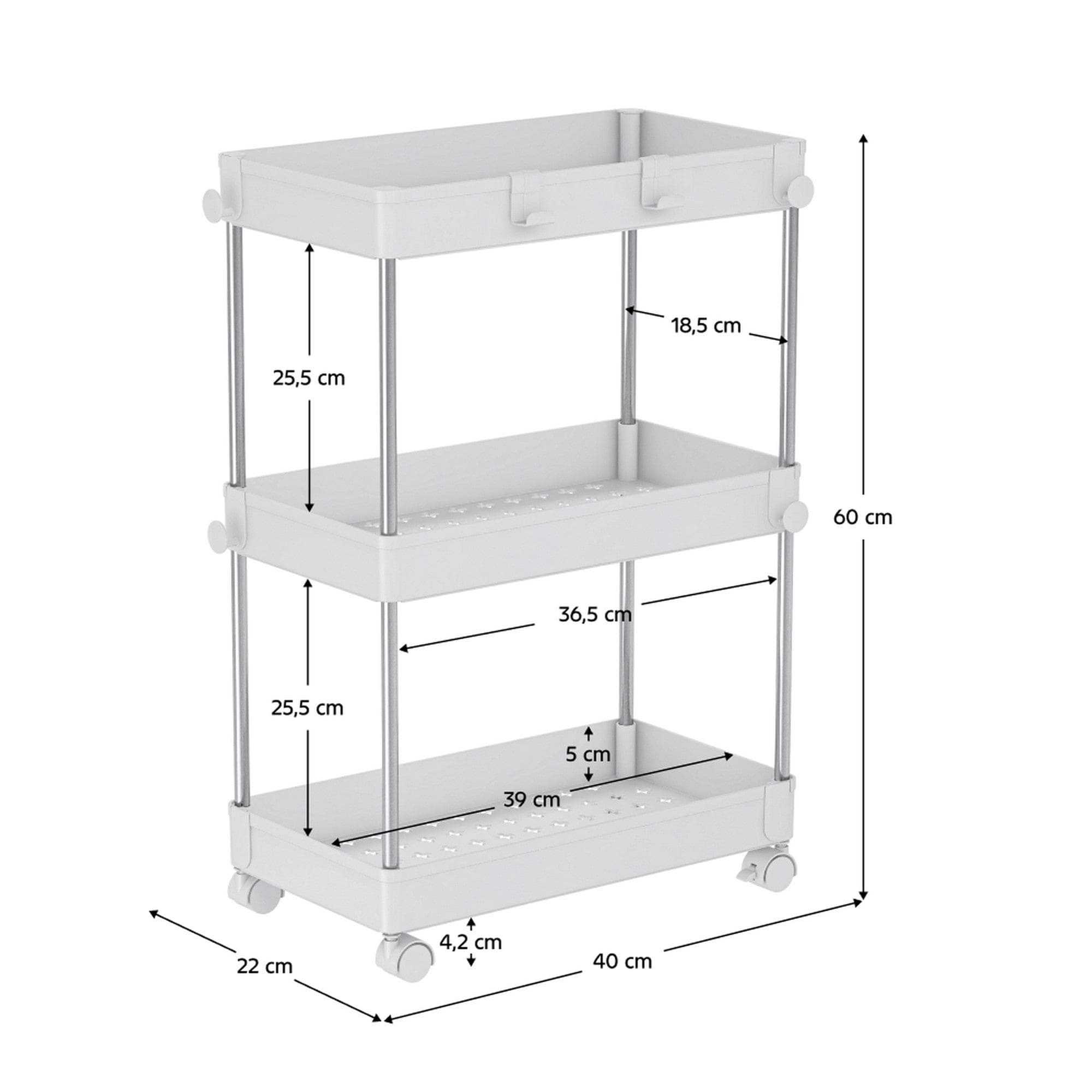 Etajera ALIOL TIP 1, alb, metal/plastic, 40x22x60 cm