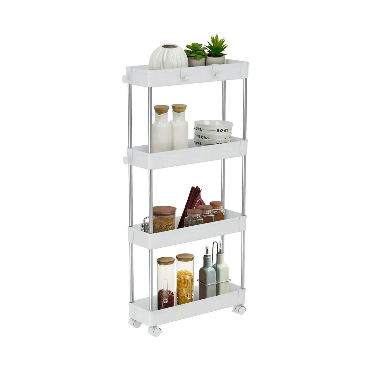 Etajera ALIOL TIP 2, alb, metal/plastic, 40x13x85 cm