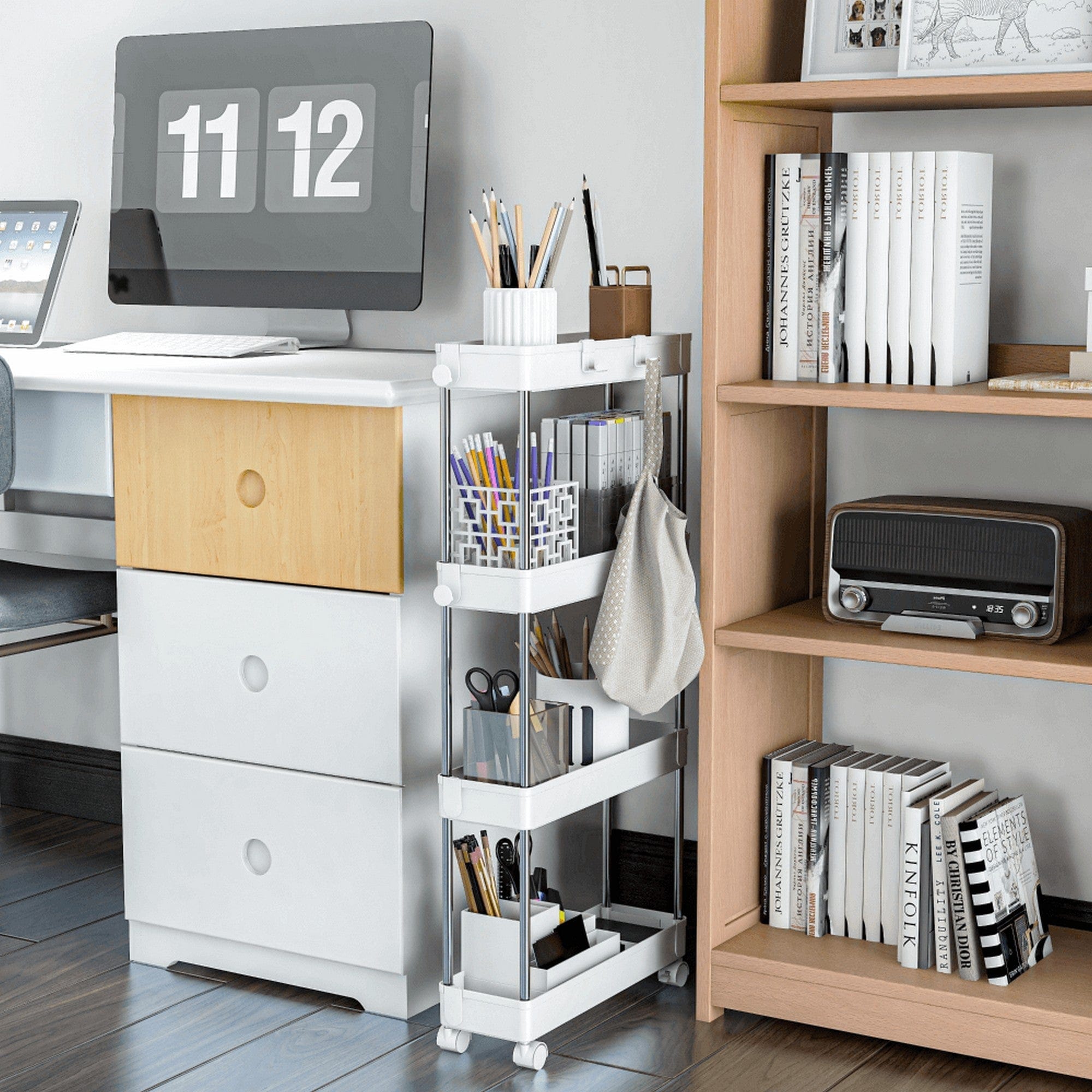 Etajera ALIOL TIP 2, alb, metal/plastic, 40x13x85 cm