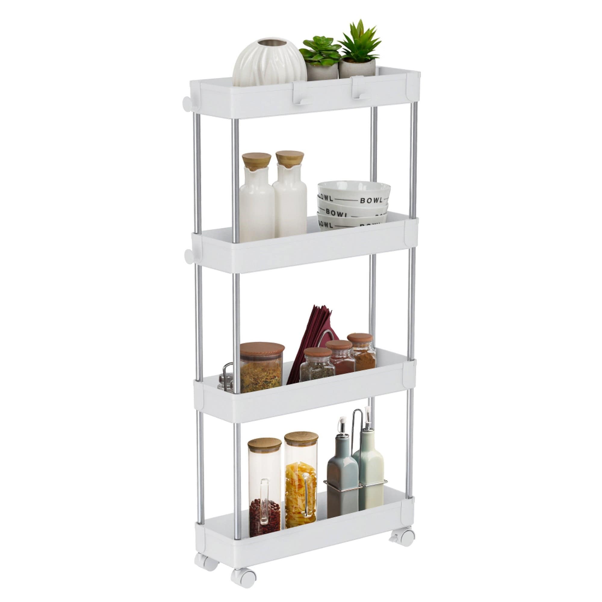 Etajera ALIOL TIP 2, alb, metal/plastic, 40x13x85 cm