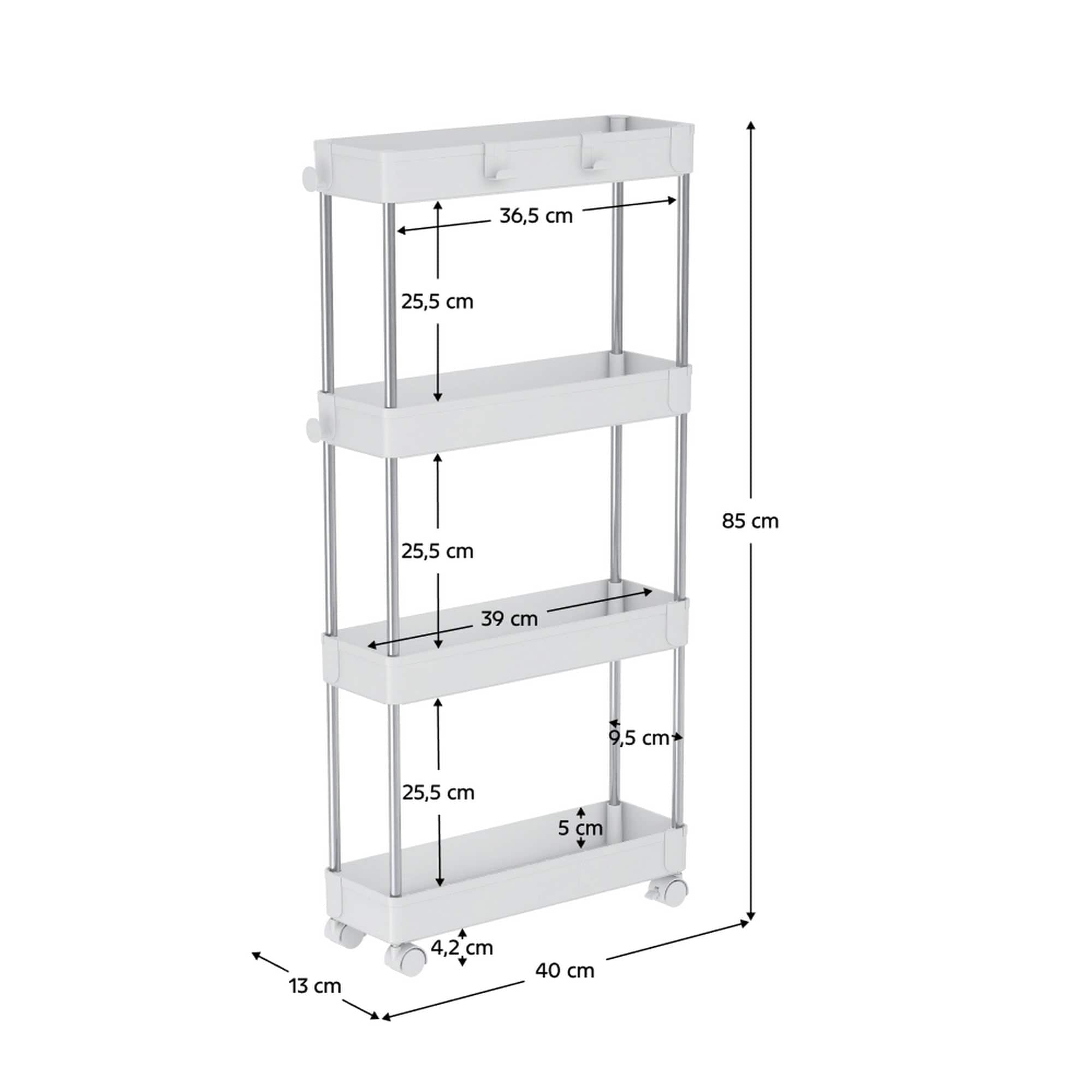 Etajera ALIOL TIP 2, alb, metal/plastic, 40x13x85 cm