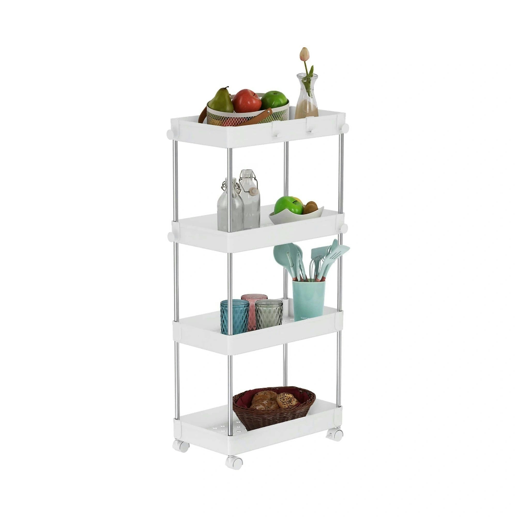 Etajera ALIOL TIP 3, alb, metal/plastic, 40x22x85 cm