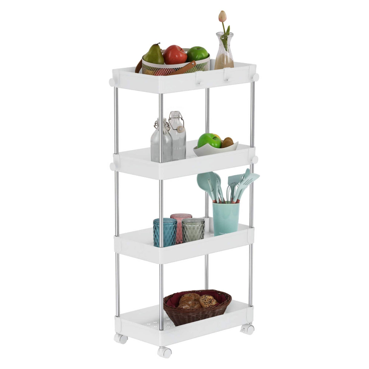 Etajera ALIOL TIP 3, alb, metal/plastic, 40x22x85 cm